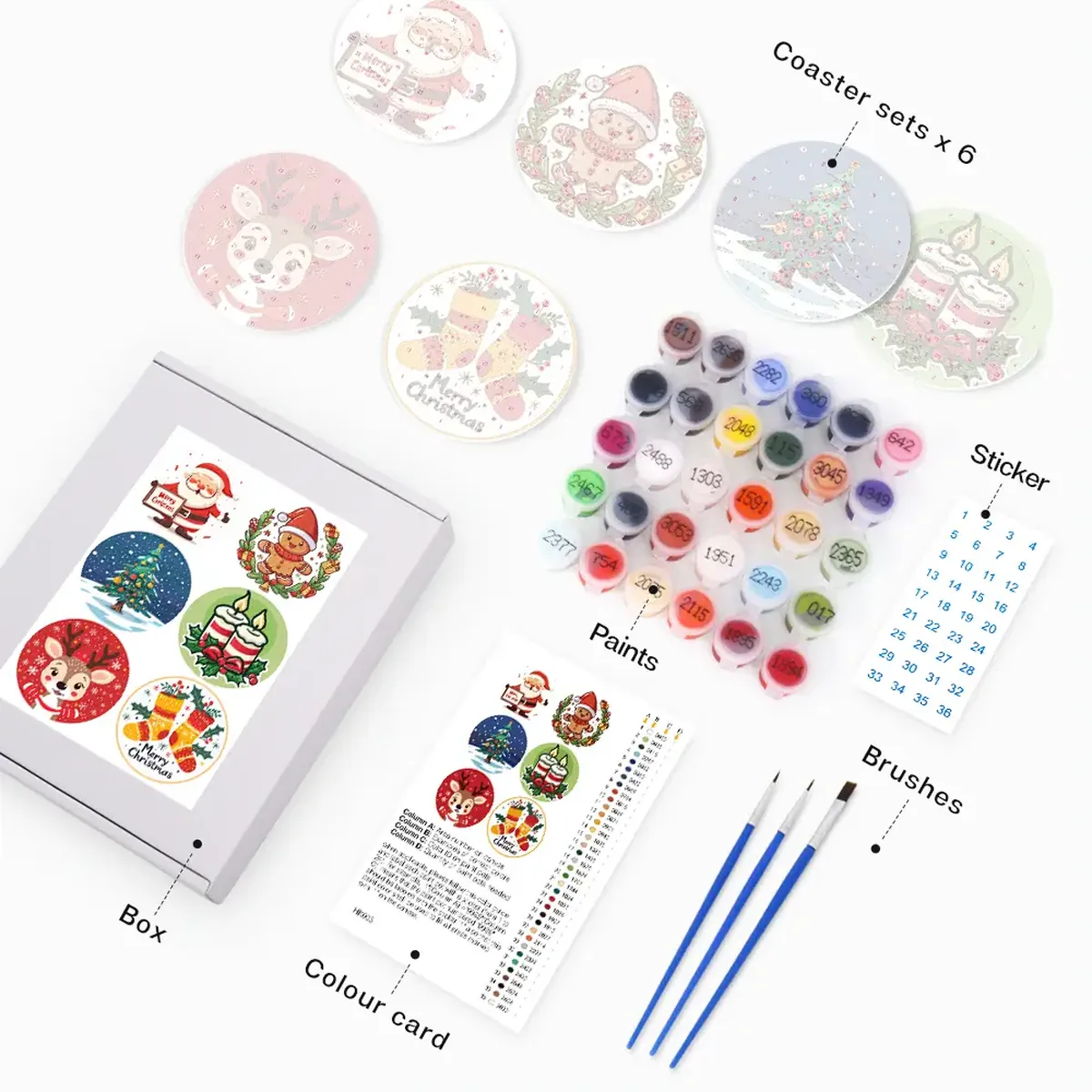 Sous-verres Joyeux Noël 1 - Paint by Numbers 16 1 1 - Paint by Numbers