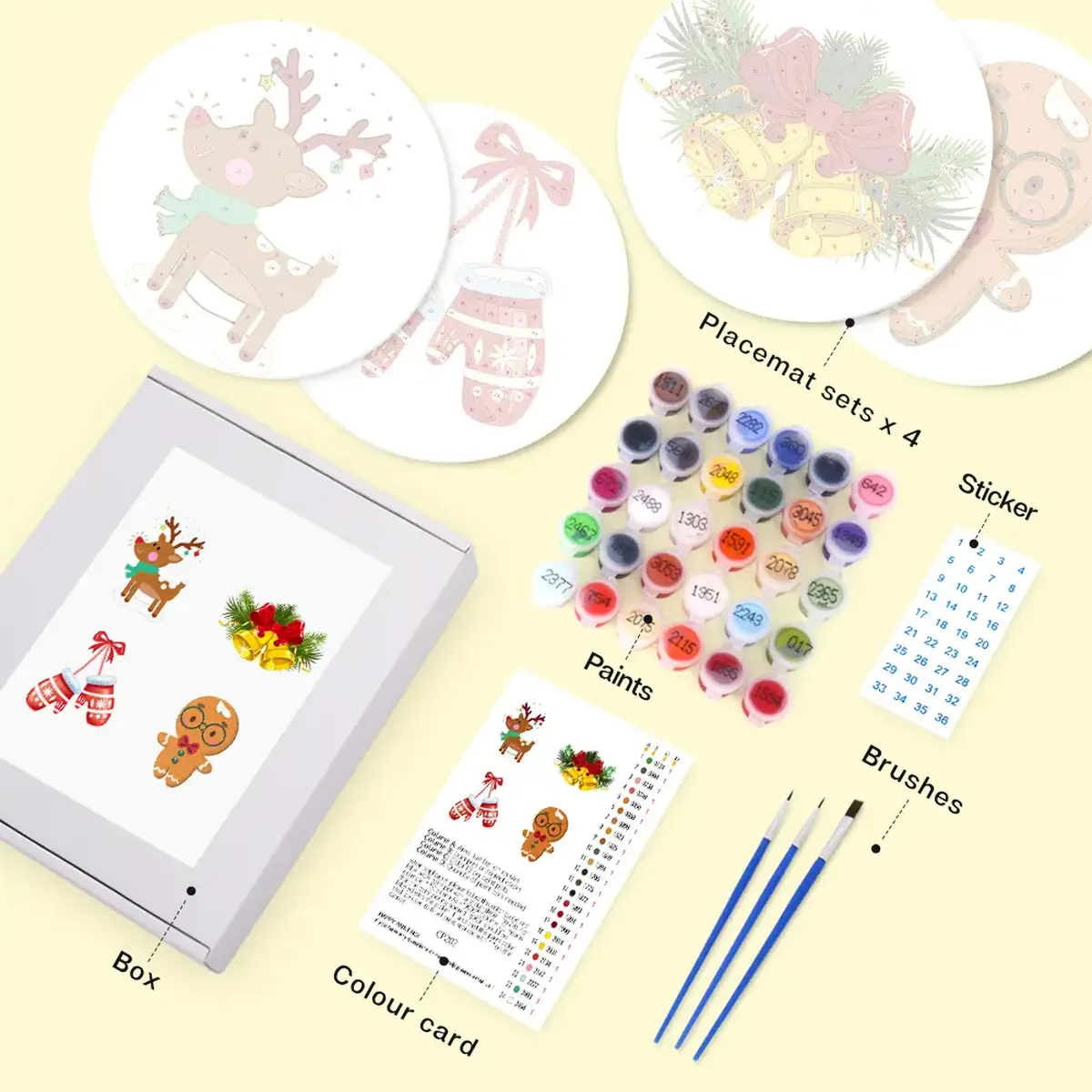 Ringing Bells Christmas Placemats - Paint by numbers