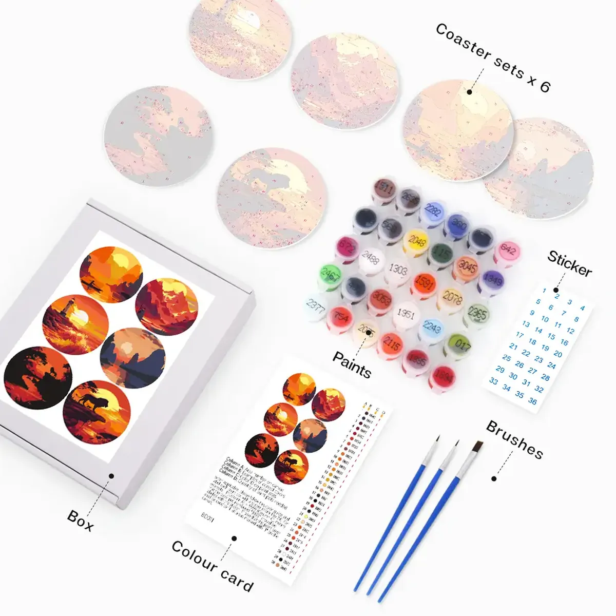 Sous-verres Montagnes - Peinture par Numéros DIY 1 - Paint by Numbers Mountain Coasters 20 1 - Paint by Numbers