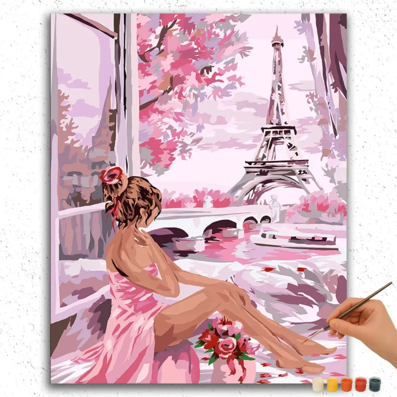 Girl Looking at Eiffel Tower