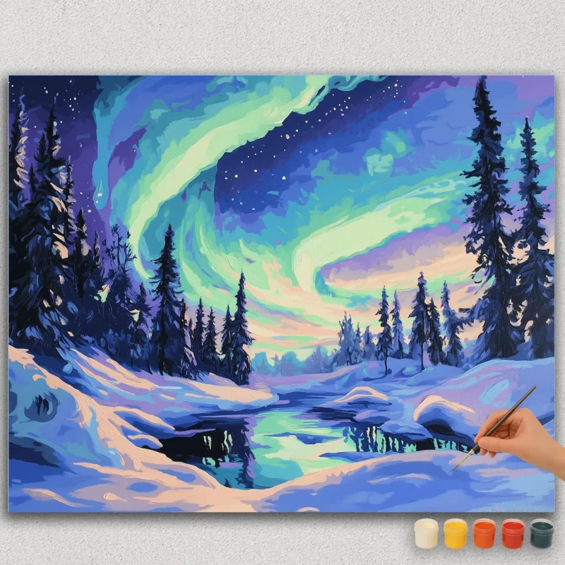 Beautiful Aurora and Trees