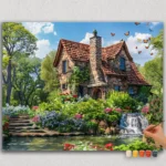 House and Red Flowers