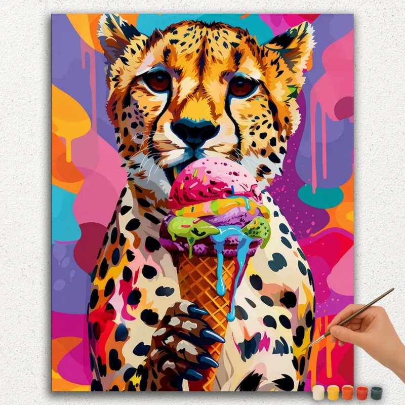 Leopard And Ice-cream - Paint By Numbers
