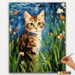 Cat and Flowers - Paint By Numbers