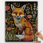 Fox and Colorful Flowers
