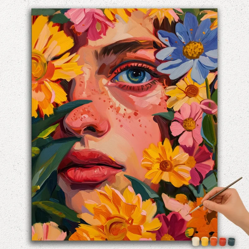 Woman and Flowers - Paint by Numbers
