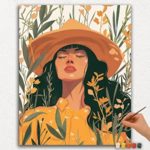 Girl with a Hat - Bohemian style - Paint by Numbers