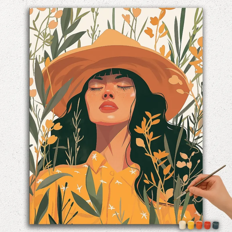 Girl with a Hat - Bohemian style - Paint by Numbers