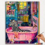 Zebra in Pink Bathtub