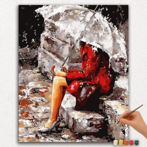 Girl Holding An Umbrella - Paint by Numbers