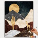 Golden Moon and Mountains