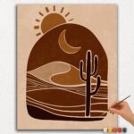 Mountains Sun and Moon Bohemian Art