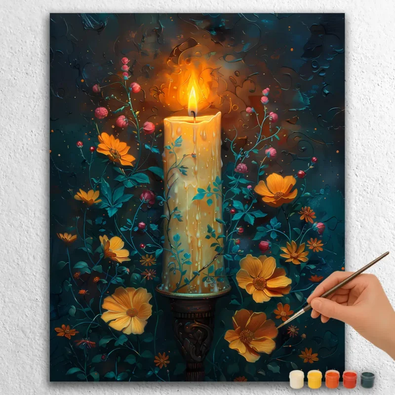 Candle and Flowers
