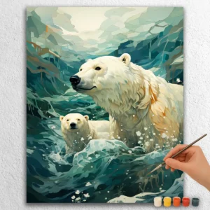 White Bear in Waves
