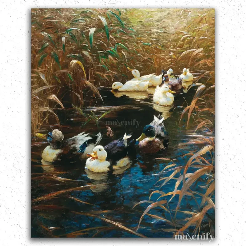 Ducks in autumn reeds