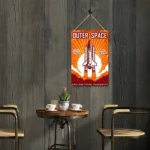 Outer Space Rocket DIY Metal Poster
