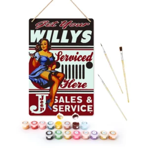 Get Your Willys Serviced Here DIY Metal Poster